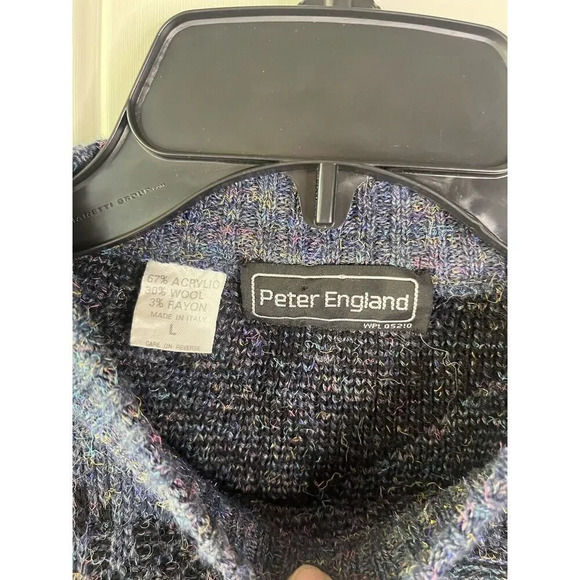 Vtg Peter England Sweater Size Large Mens Knit Wool Blend Pullover 80s - Picture 2 of 5